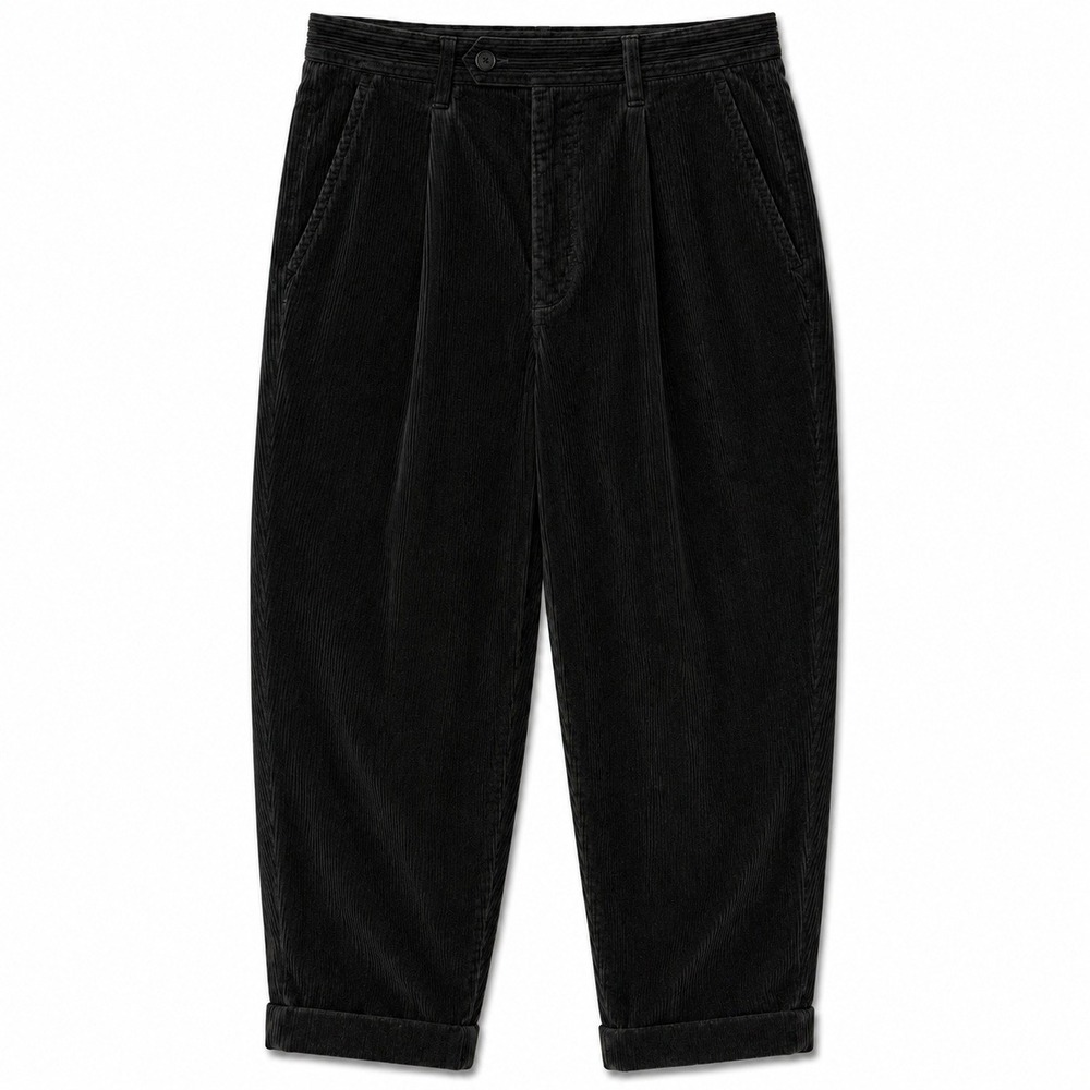Zanella Pants Mens Medium 34x32 Barry Corduroy Jumbo Dark Gray Baggy Cuffed